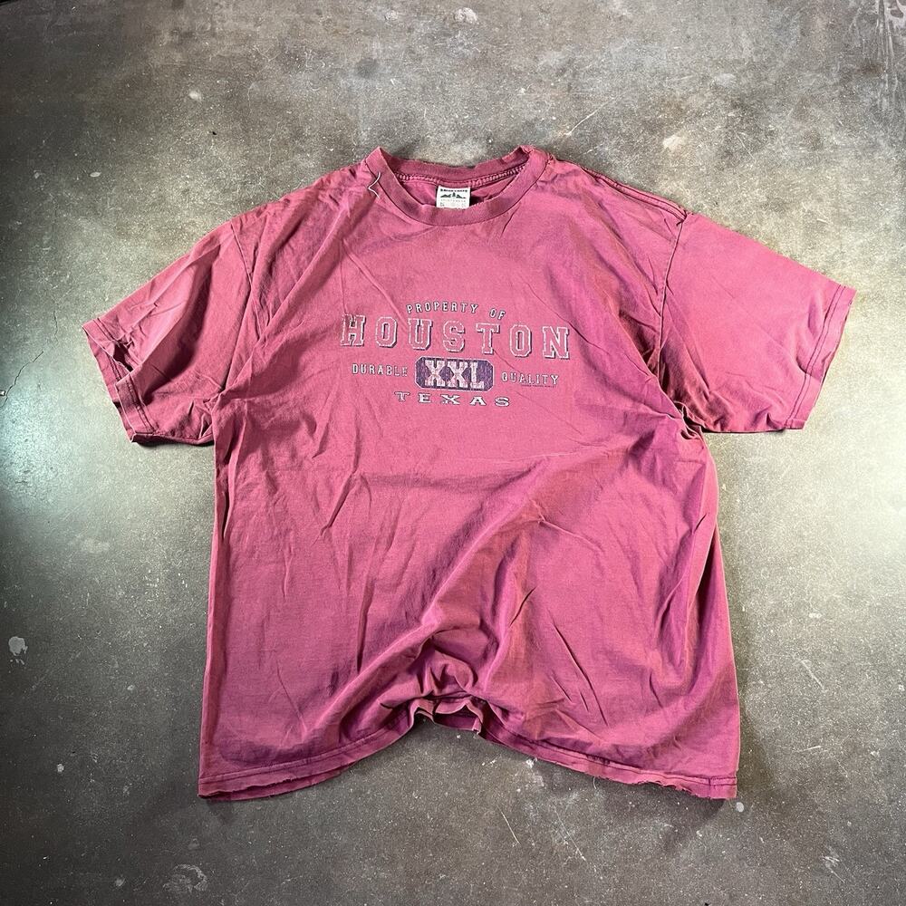 Distressed Briar Creek Sportswear Houston, Texas Faded Red Y2K Shirt